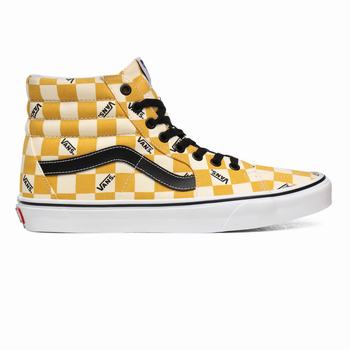 Vans Big Check Sk8-Hi - Miesten Korkeavartiset tennarit - Keltainen/Valkoinen